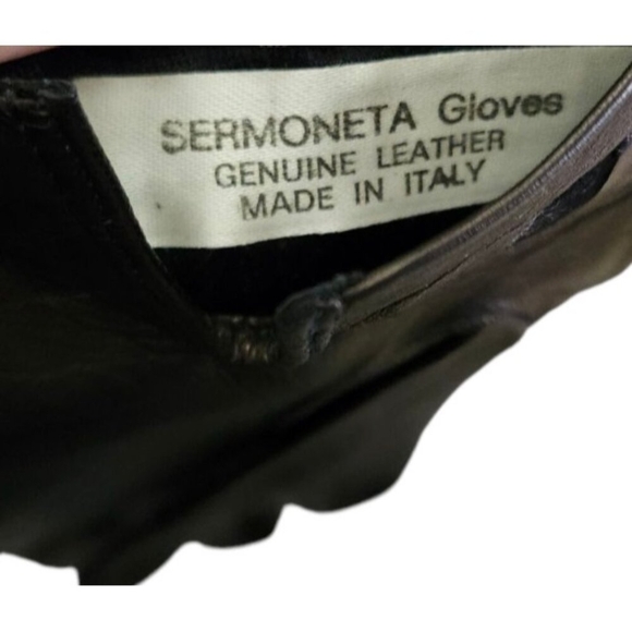Sermoneta Black Leather Medium Length Gloves Size EU 7.5 /US S NWOT - Picture 6 of 7